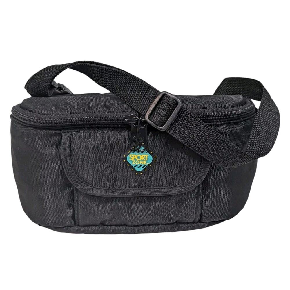Y2K Sport Zone Camera Case Belt Bag Black Padded Crossbody Fanny Pack Hiking